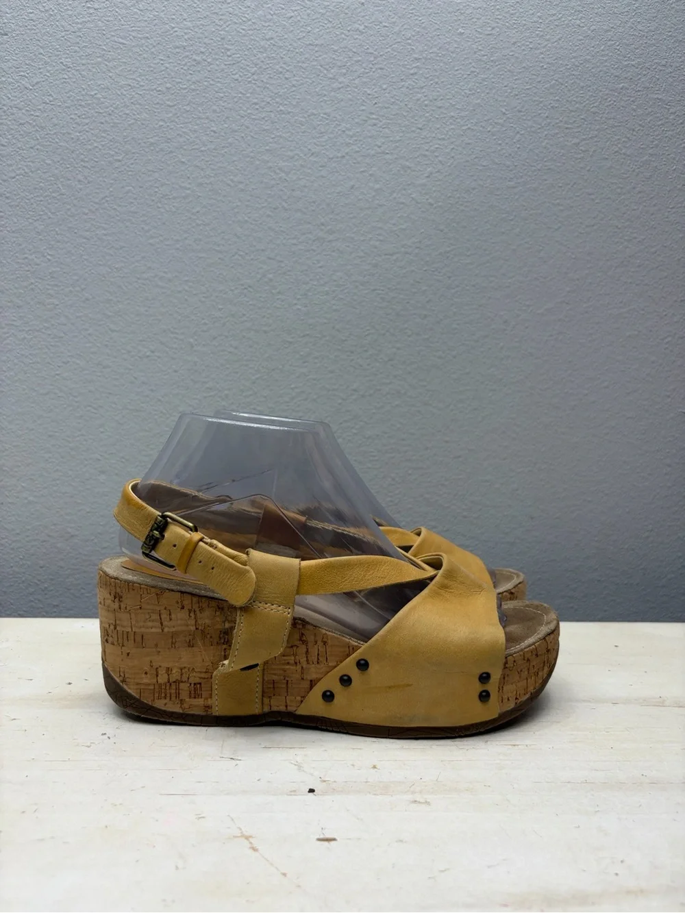 Bussola Yello Leather Formentera Cross Strao Wedge Sandals Size 40